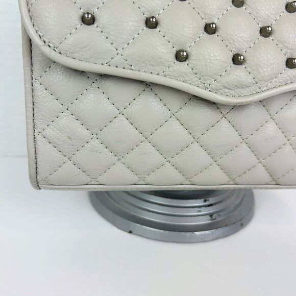 Rebecca Minkoff Quilted Affair Studded Mini Crossbody or Shoulder Flap Bag Grey - Picture 13 of 15
